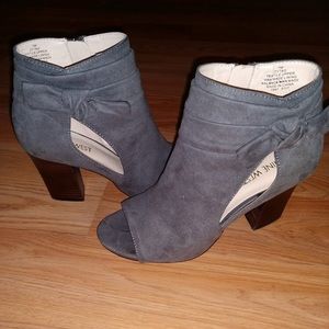 “” NEW “ Grey Peep Toe Ankle Booties